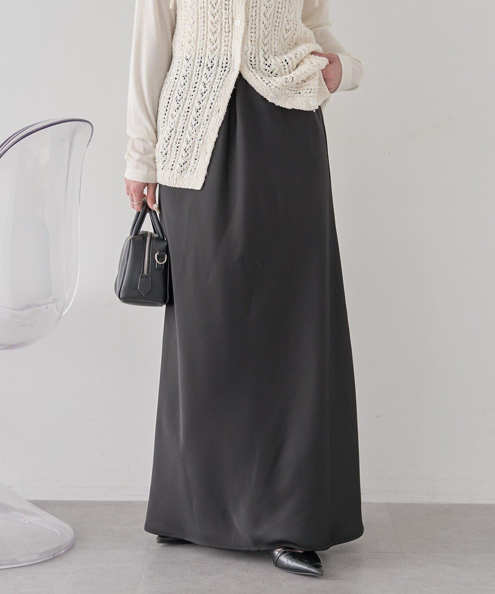 earth music&ecology サテンフリルマーメイドスカート 