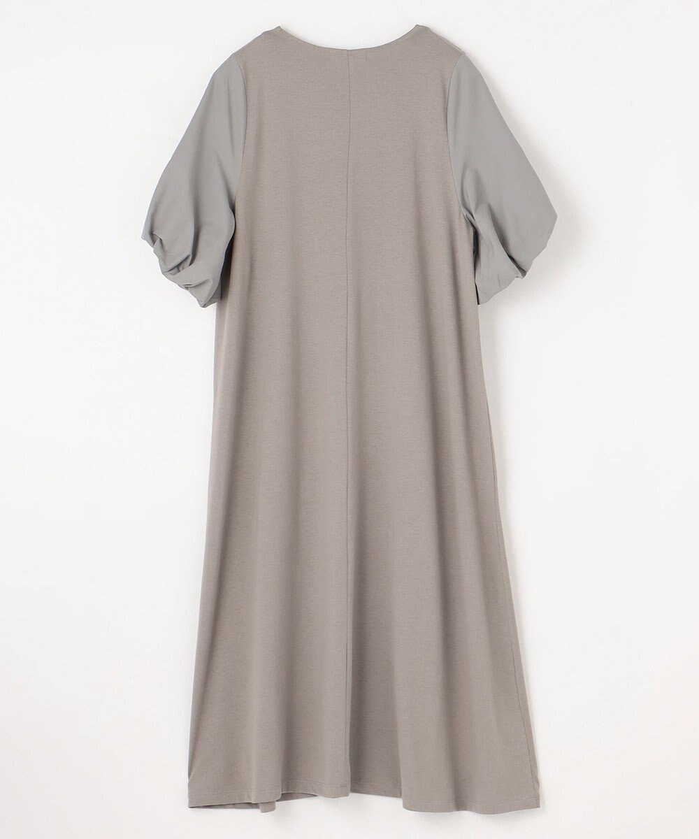 ANY 異素材コンビ ボリュームスリーブワンピース 