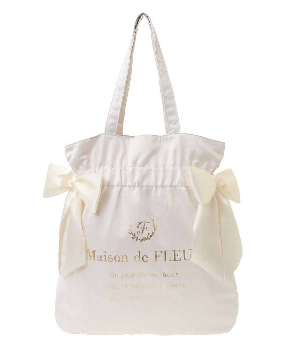 Maison de FLEUR ダブルリボンギャザートートバッグ 