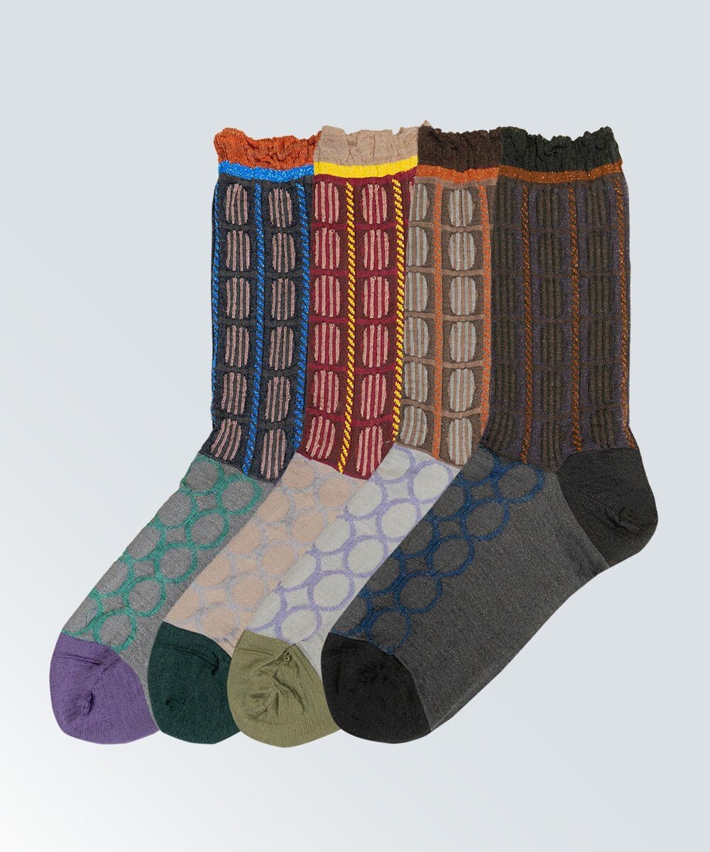 COQ BAMBI DOTS リバーシブルファーソックス 