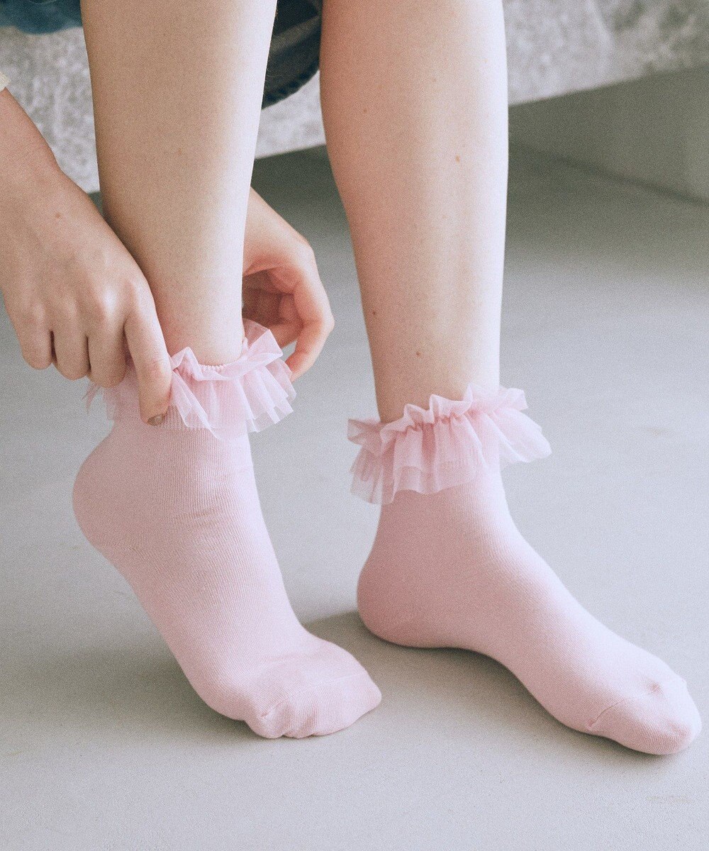 Maison de FLEUR チュールボリュームフリルソックス 