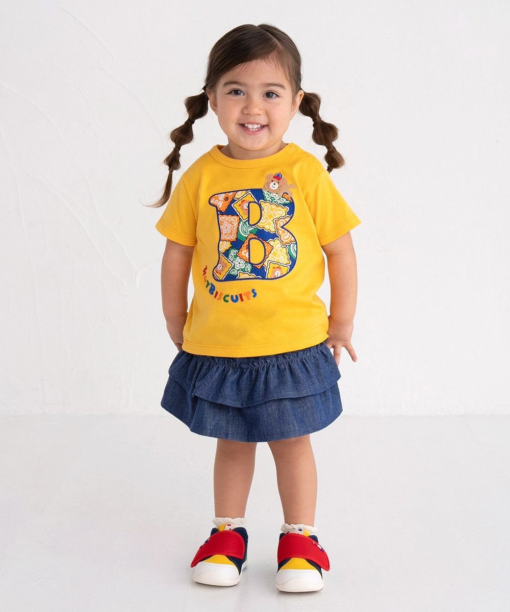 MIKI HOUSE HOT BISCUITS 【80-120cm】 バンダナ柄 ワッペン 半袖Tシャツ 