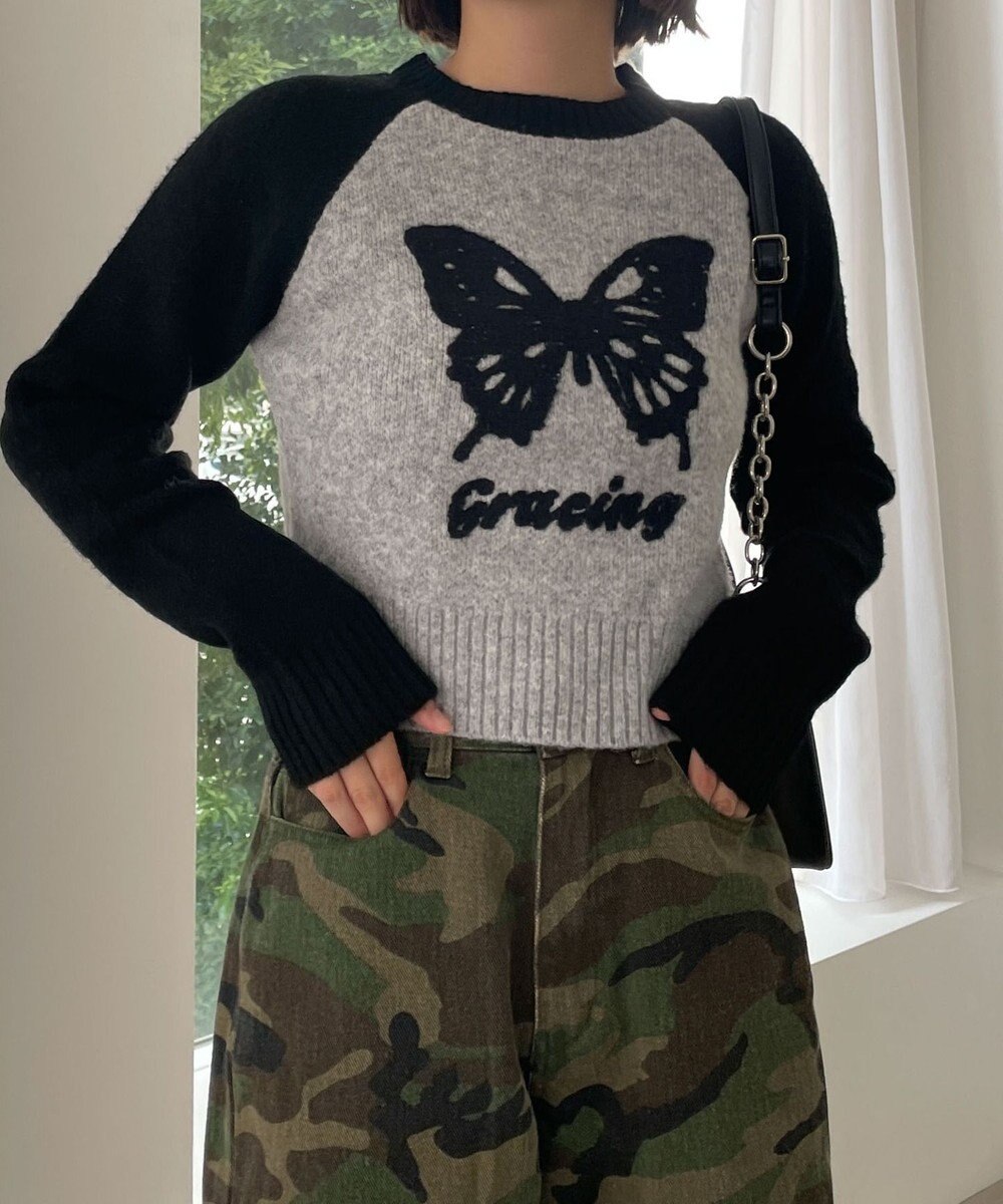 WEGO フラッフィーグラフィックちびニット 