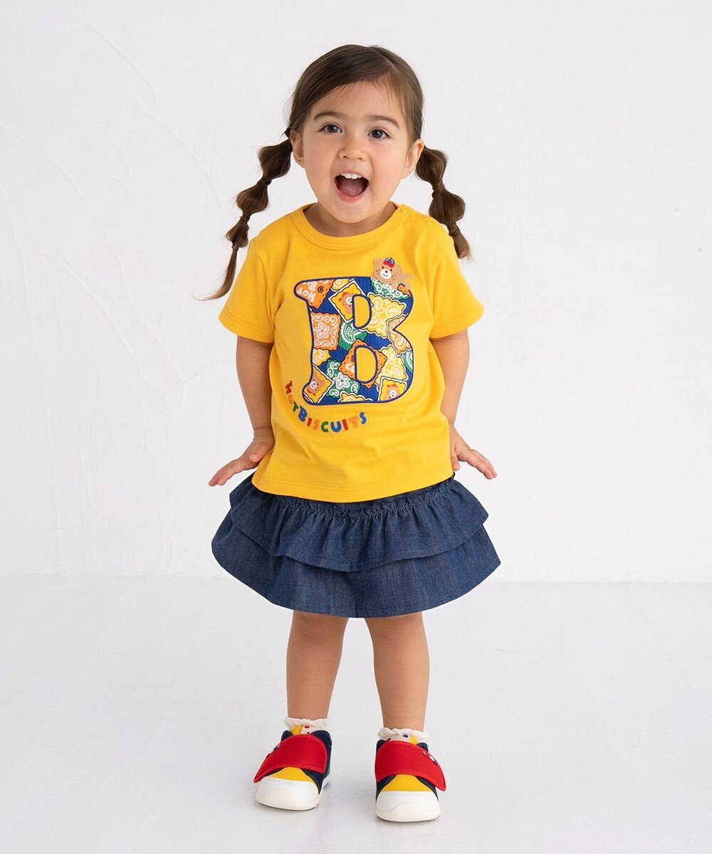 MIKI HOUSE HOT BISCUITS 【80-120cm】 バンダナ柄 ワッペン 半袖Tシャツ 