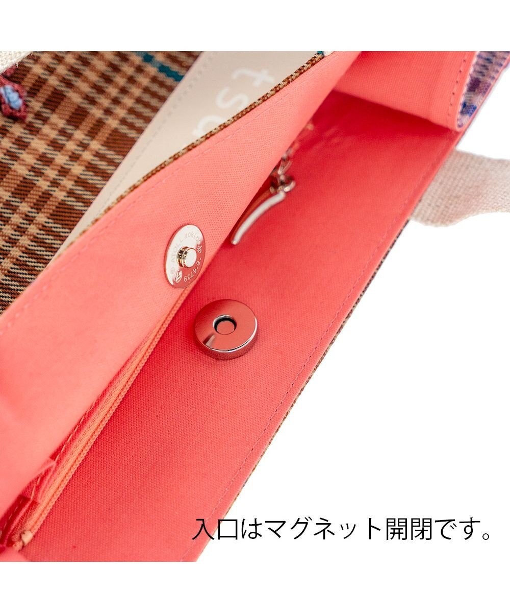 tsumori chisato CARRY フレームチェックキラネコ トートバッグ 