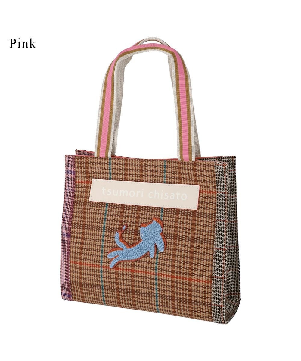 tsumori chisato CARRY フレームチェックキラネコ トートバッグ 