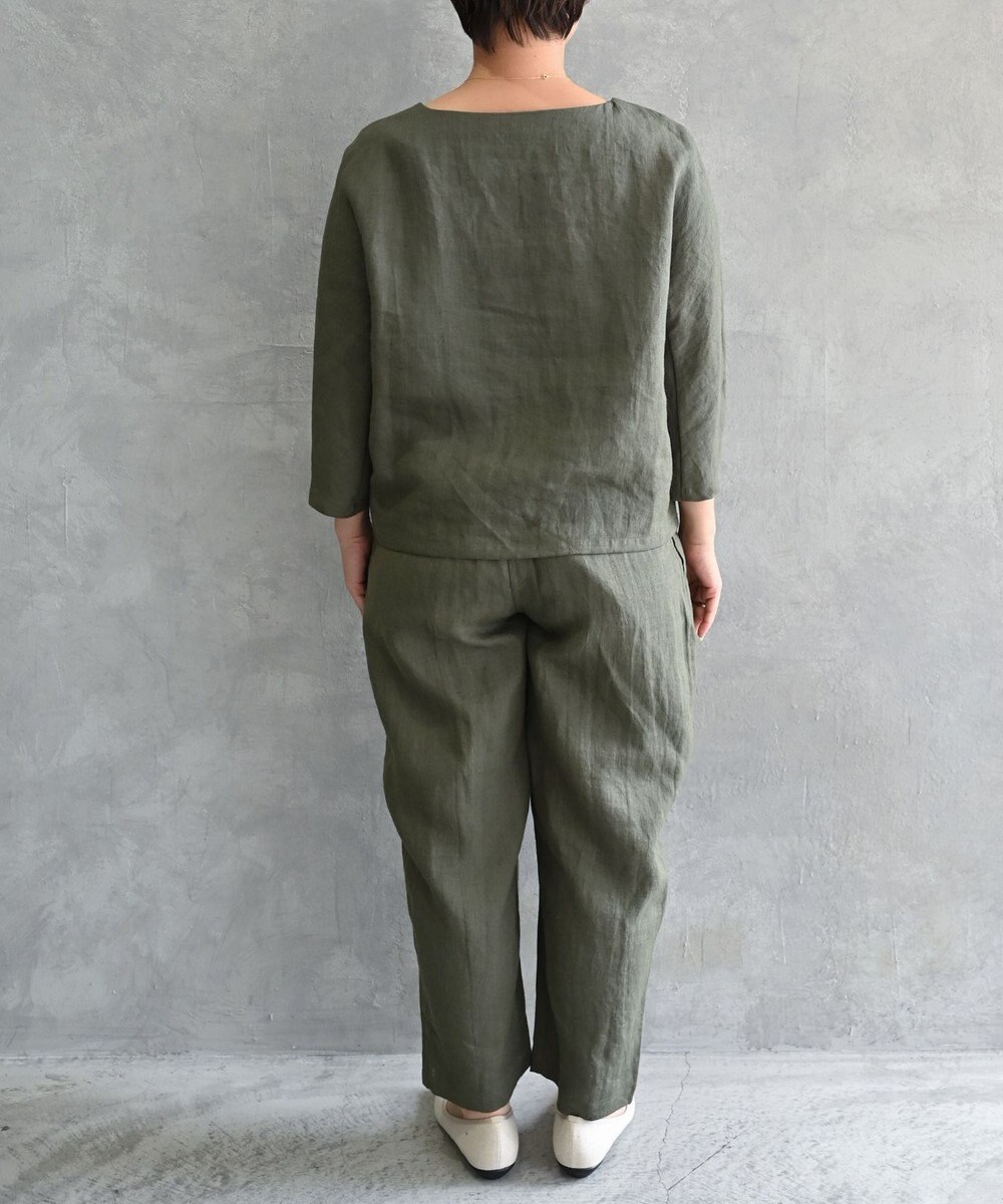 muuc 〈高品質ベルギーリネン〉〈オンオフ着られる〉花刺繍モチーフ付きリネンプルオーバー 