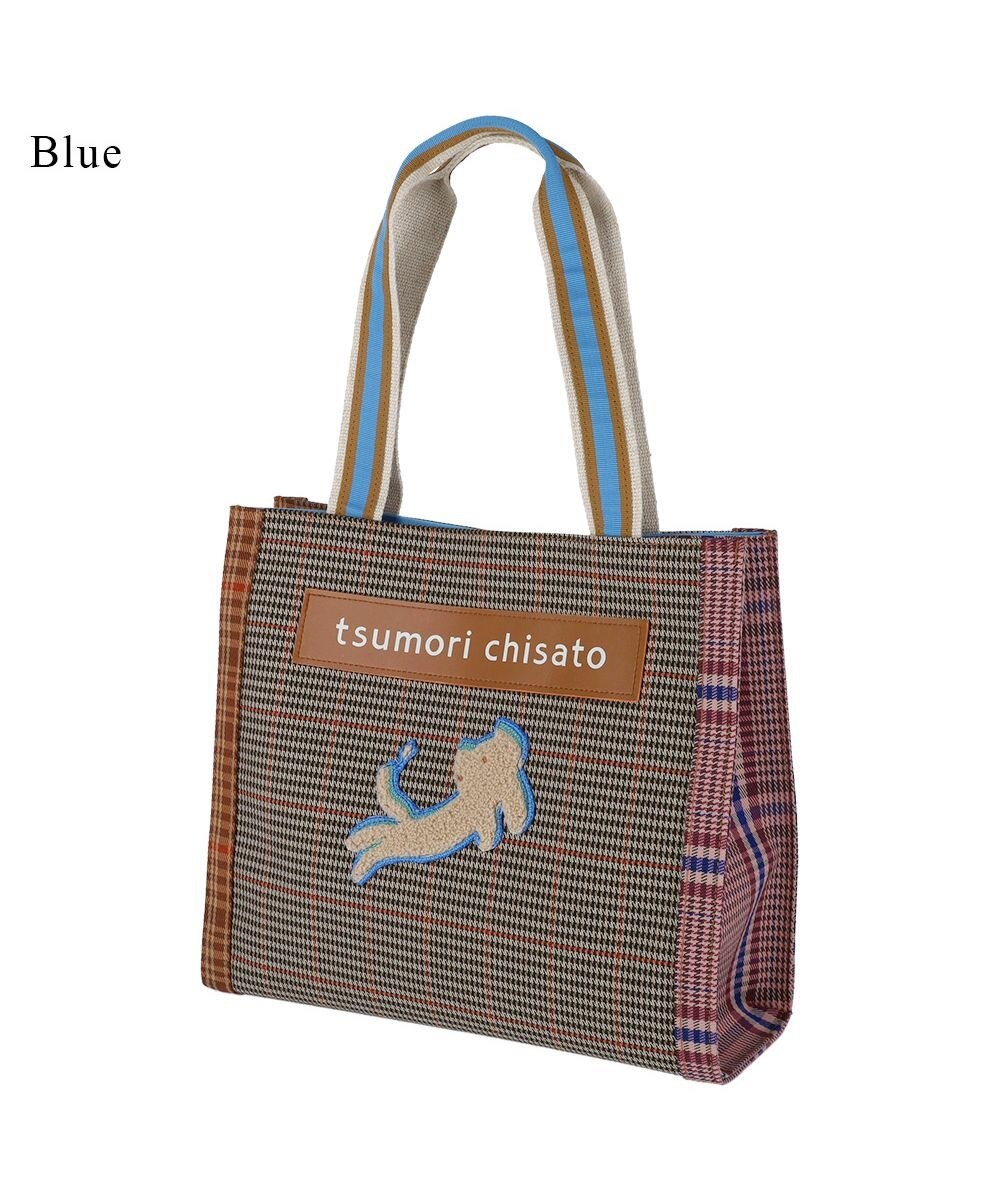 tsumori chisato CARRY フレームチェックキラネコ トートバッグ 