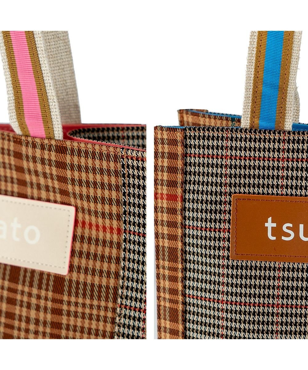 tsumori chisato CARRY フレームチェックキラネコ トートバッグ 