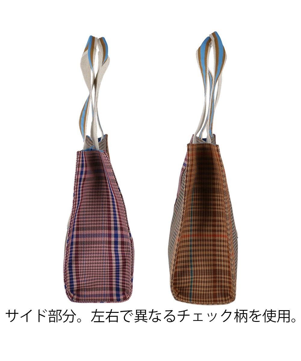 tsumori chisato CARRY フレームチェックキラネコ トートバッグ 