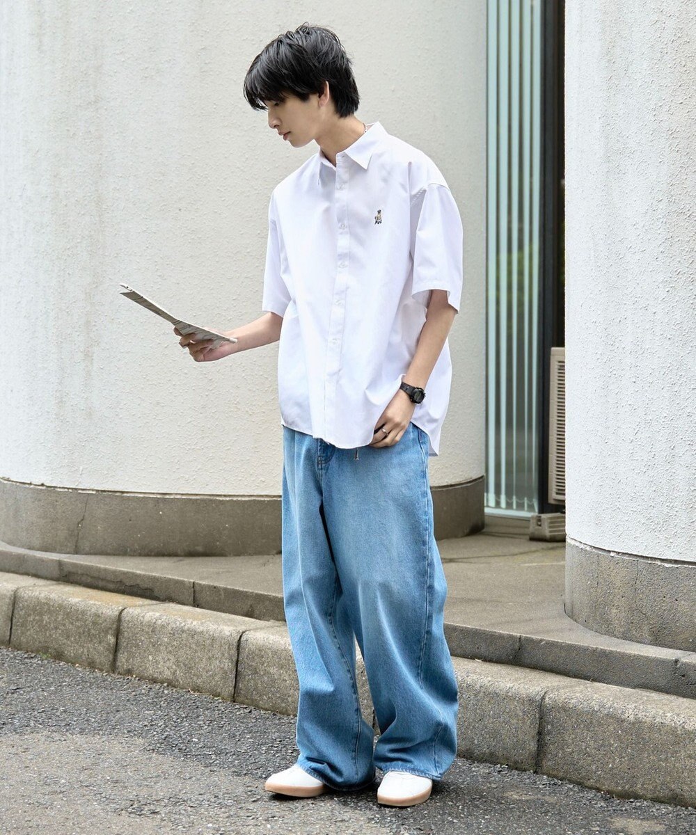 WEGO 【シワになりにくい】イージーケアオックスフォードワンポイントシャツ（S） 