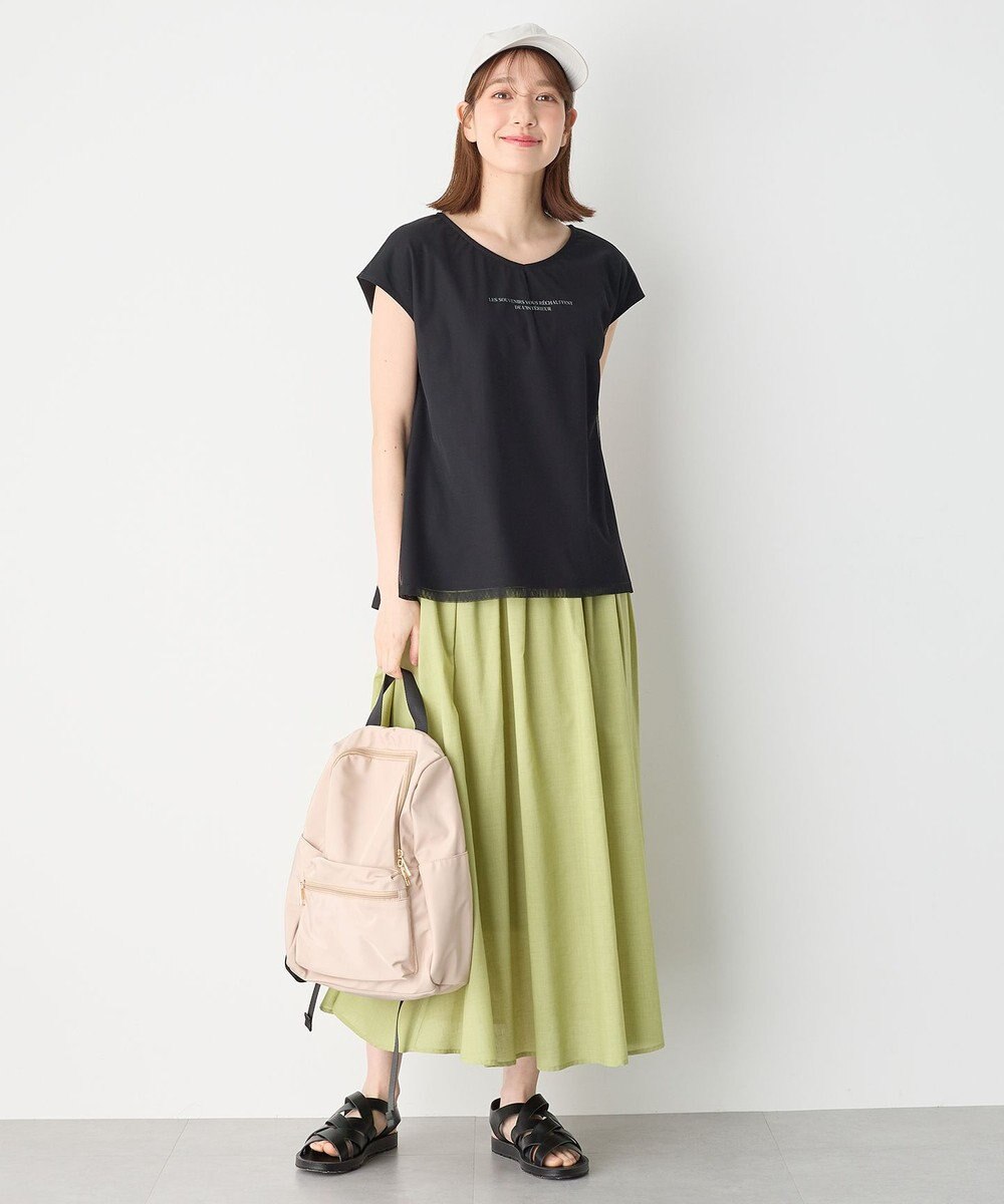 ANY チュールデザインフレンチスリーブTシャツ 