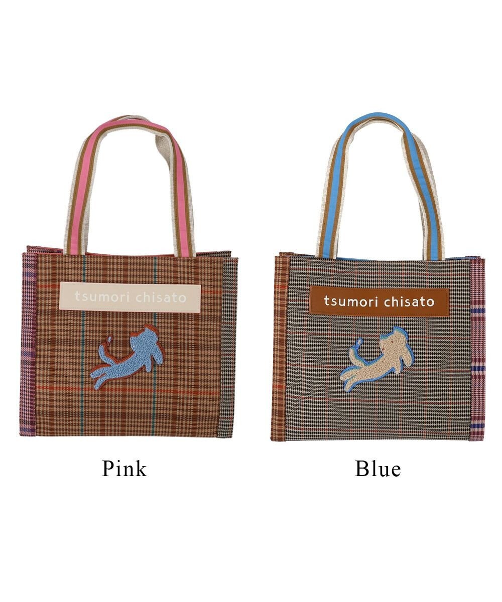 tsumori chisato CARRY フレームチェックキラネコ トートバッグ 