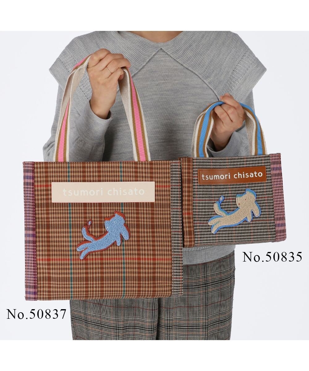 tsumori chisato CARRY フレームチェックキラネコ トートバッグ 