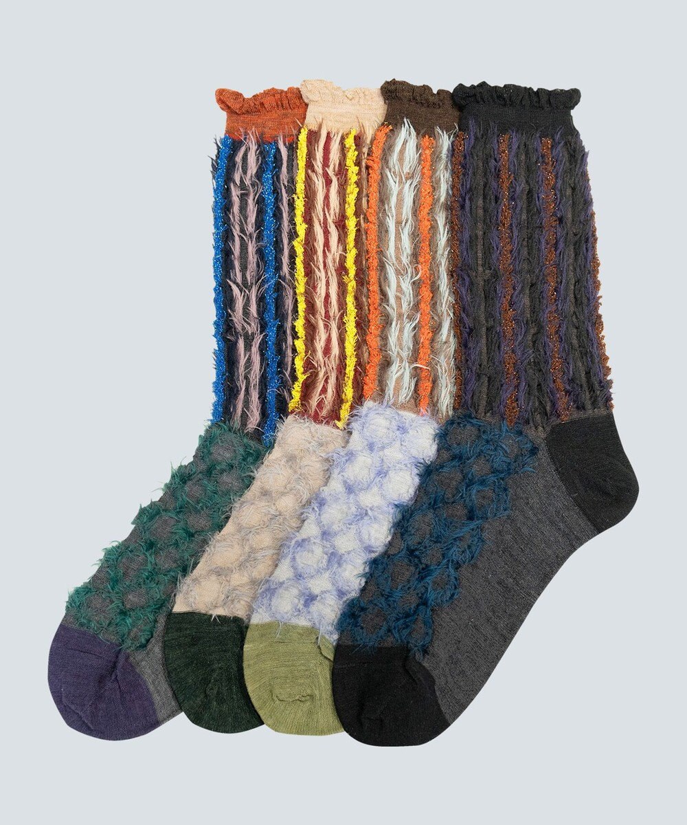 COQ BAMBI DOTS リバーシブルファーソックス 