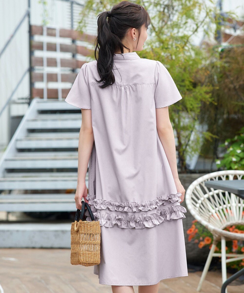 Tiaclasse シャツカラーフリルワンピース 