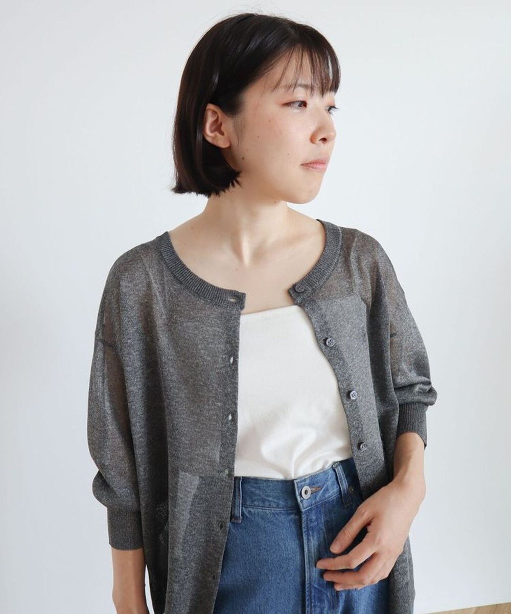 Green Parks ２ｗａｙ　７分袖ブライトシアーニットプルオーバー 