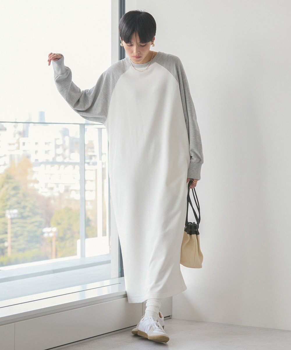 AMERICAN HOLIC 異素材ラグランスリーブロングワンピース 
