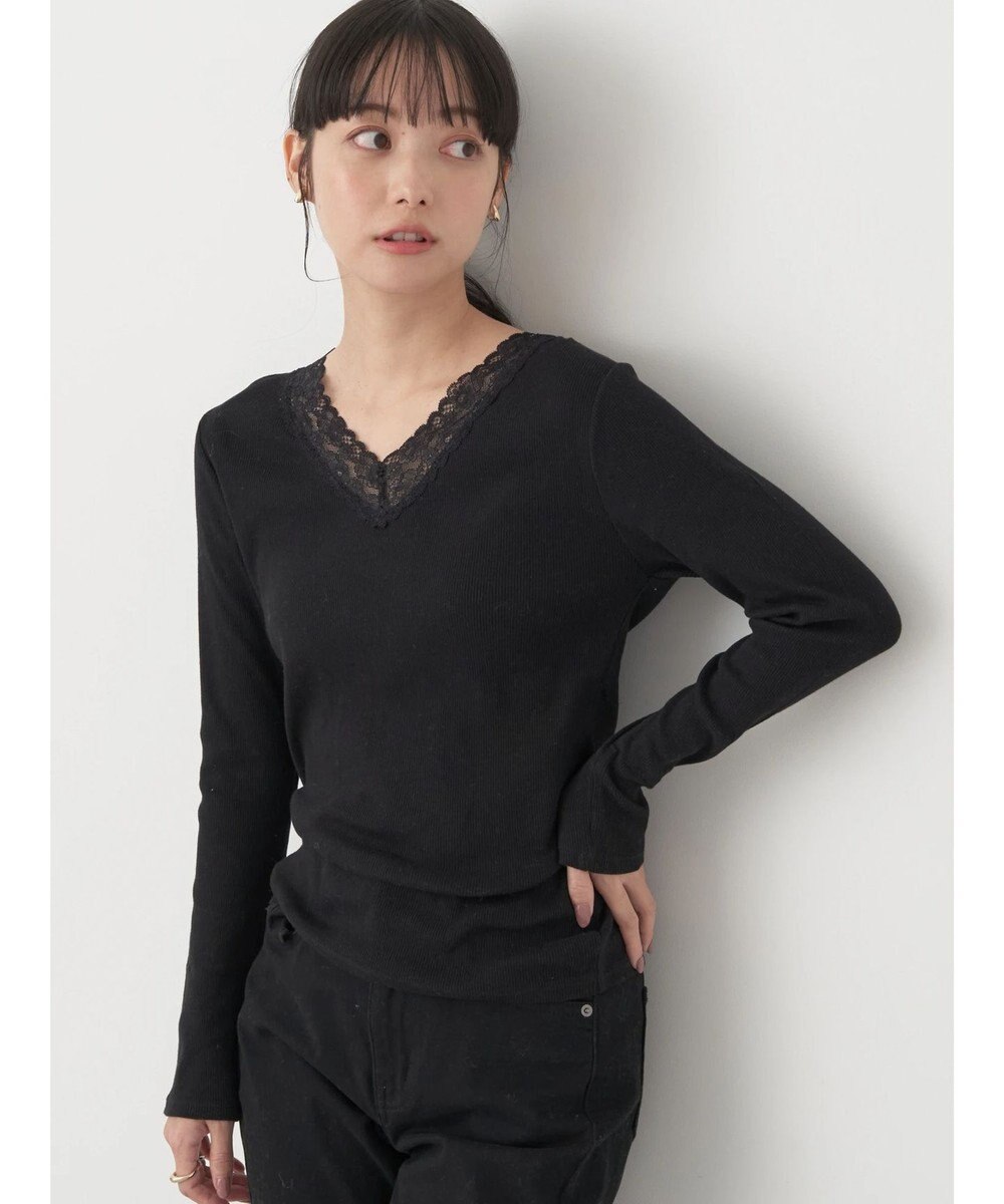 earth music&ecology レースＶネックテレコインナー 