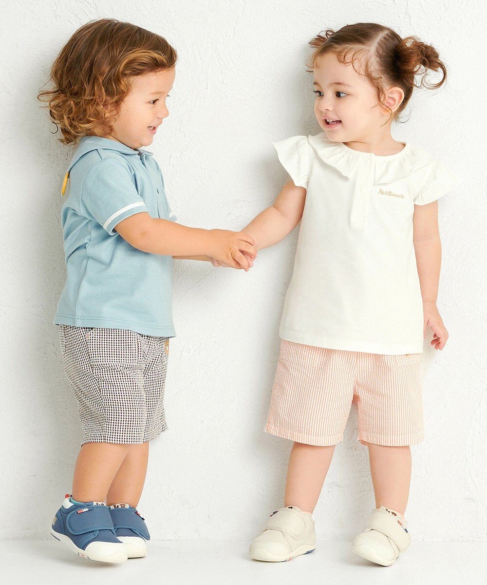 MIKI HOUSE HOT BISCUITS 【80-120cm】サッカー素材 5分丈パンツ 