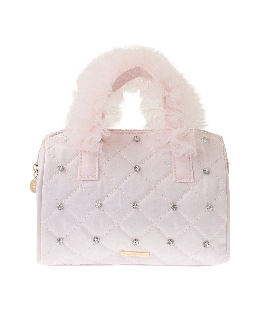 Maison de FLEUR チュールハンドルラインストーンボストンバッグ 
