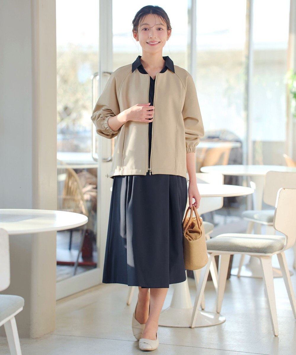 Tiaclasse ダンボールポンチノーカラーブルゾン 