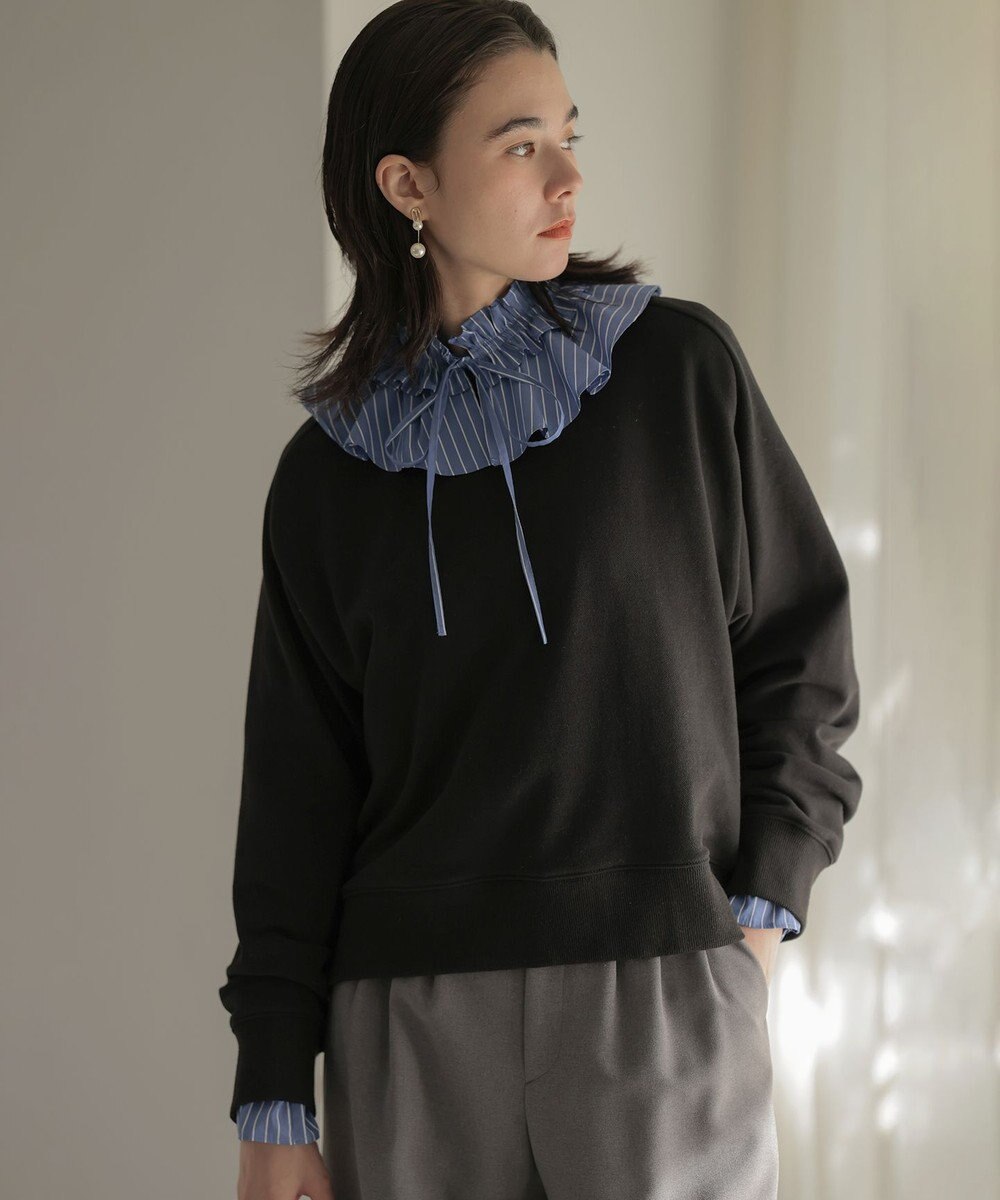 組曲 【2WAY】エアリーシャーティングフリル襟 ブラウス 