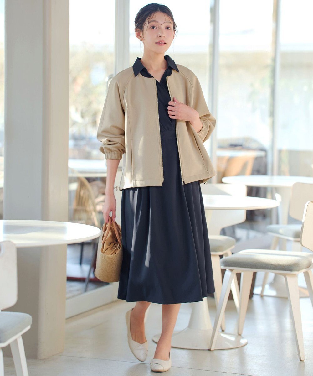 Tiaclasse ダンボールポンチノーカラーブルゾン 