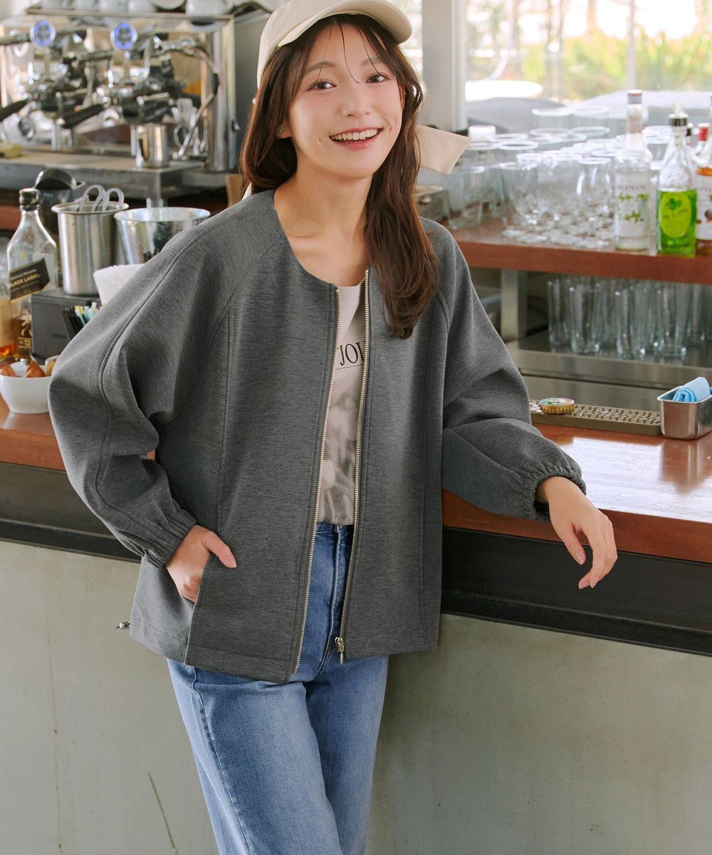 Tiaclasse ダンボールポンチノーカラーブルゾン 