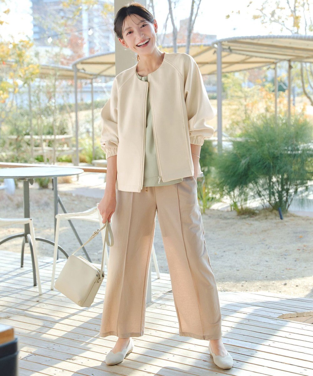 Tiaclasse ダンボールポンチノーカラーブルゾン 