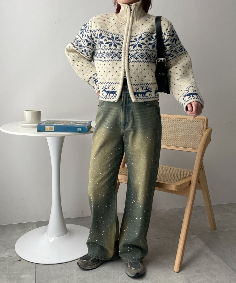 WEGO 雪柄ZIPニット 