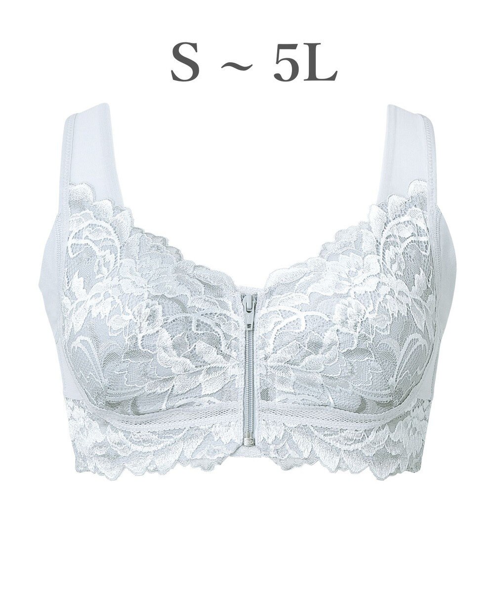 BRADELIS New York 【BRADELIS NewYork peace】細みえフロントファスナー綿混ブラ25 ノンワイヤー 補正 ブラジャー 脇高でコンパクト 小さく見せる 