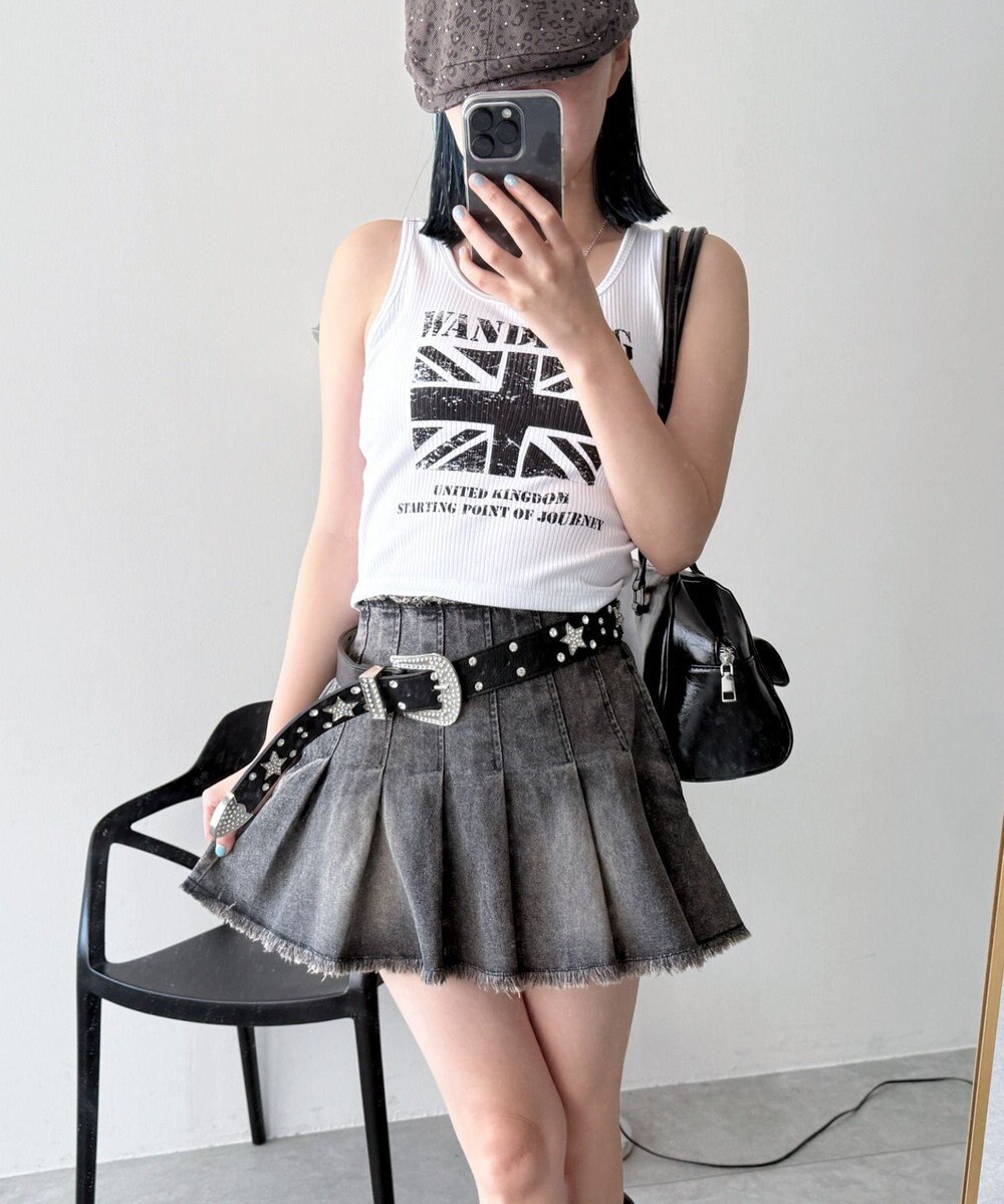 WEGO 【カップ付きインナー】グラフィックカップ付きリブタンク 