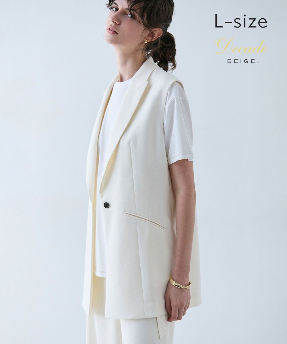 BEIGE， 【L-size・洗える】CAROLE / リネンライクノースリーブジレジャケット 