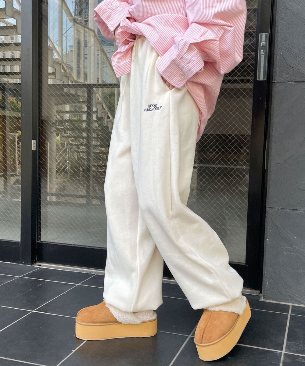 WEGO 裏起毛ロゴ刺繍スウェットパンツ 