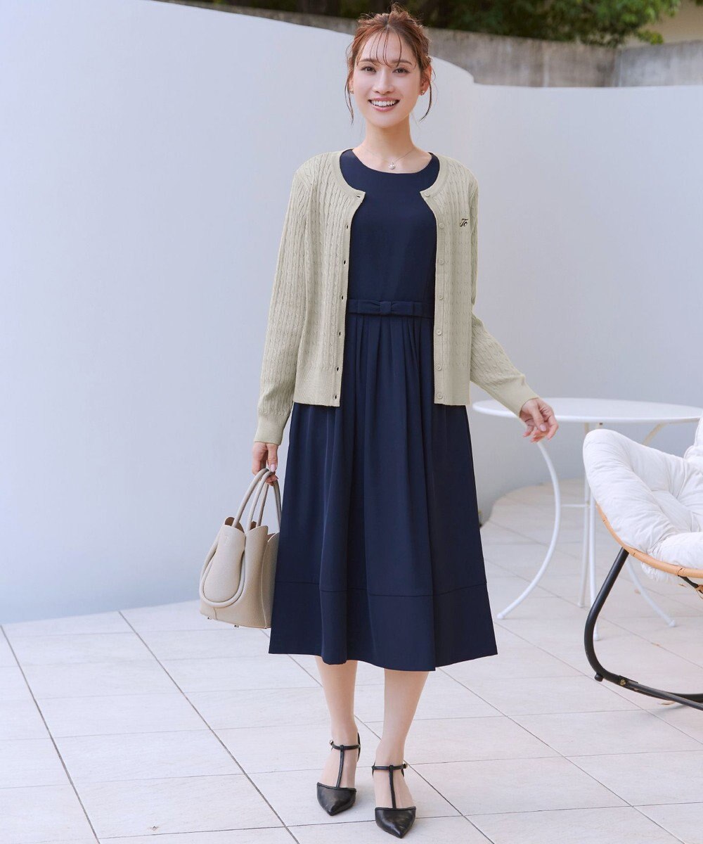 Tiaclasse ワンポイント刺繍ケーブルカーディガン 