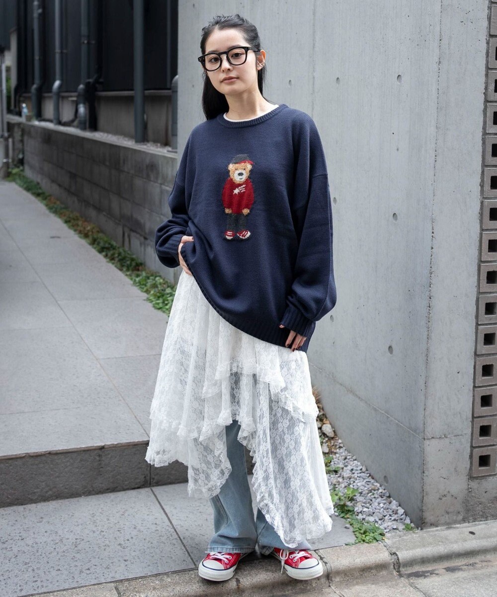 WEGO 【ユニセックス着用ITEM/MLサイズ展開】ジャガードアニマルプルオーバー 