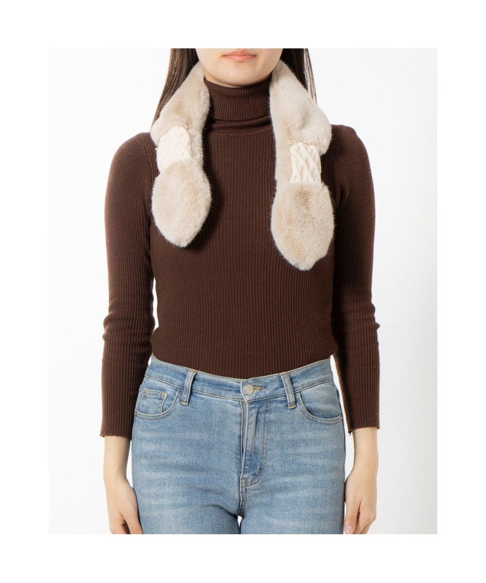 UNBILLION カシュネ cache nez / ニット×フェイクファーマフラー 