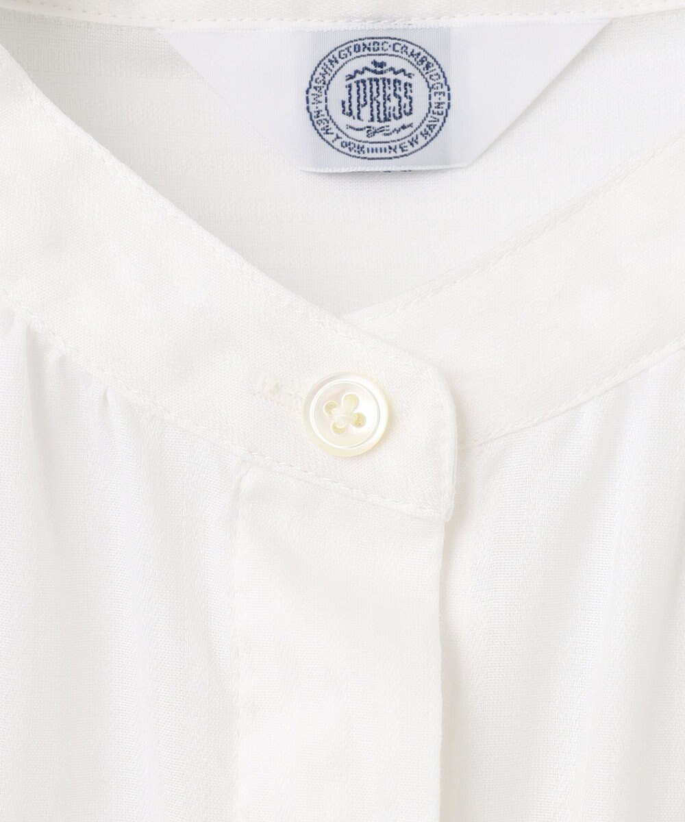 J.PRESS LADIES S 【洗える】ボイルEASYCARE バンドカラー ブラウス 