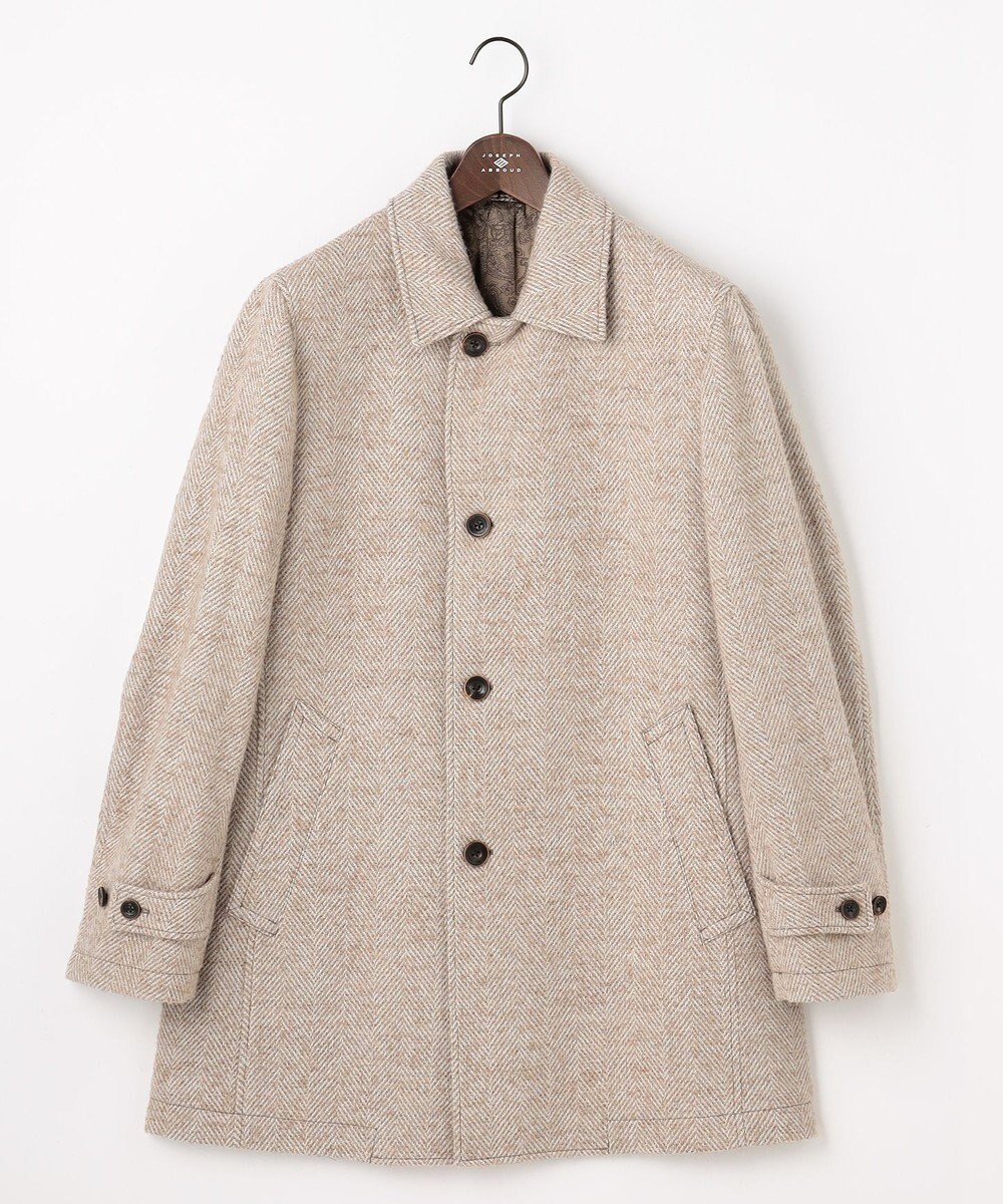 JOSEPH ABBOUD 【尾州産カシミヤブレンド素材/軽量】カシミヤブレンドアルパカヘリンボーン ステンカラーコート 