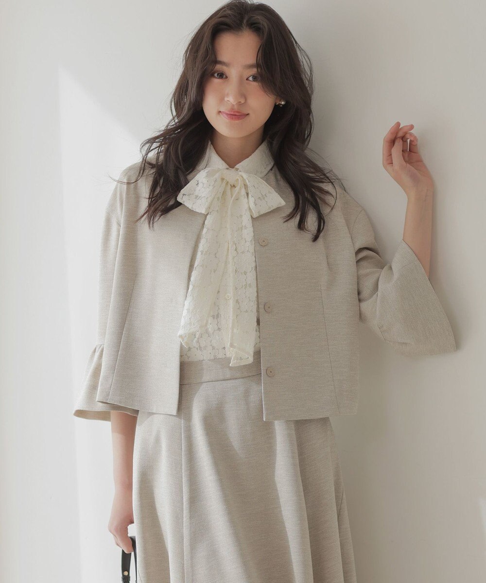 組曲 S 【先行予約・WEB限定】ライトリネンライクノーカラー ジャケット 