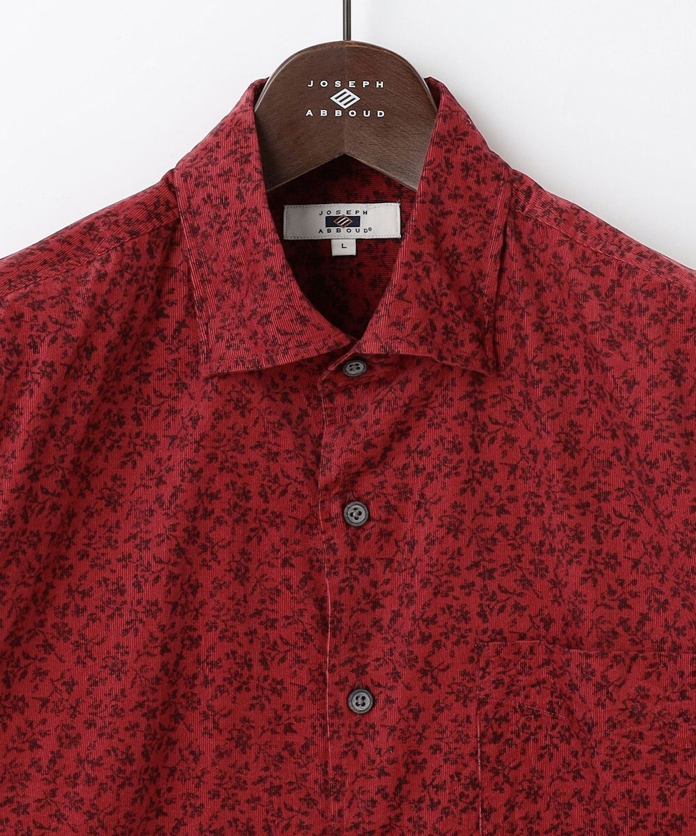 JOSEPH ABBOUD 【ソフトな着心地/I単品羽織にも】 コーデュロイフラワープリント シャツ 