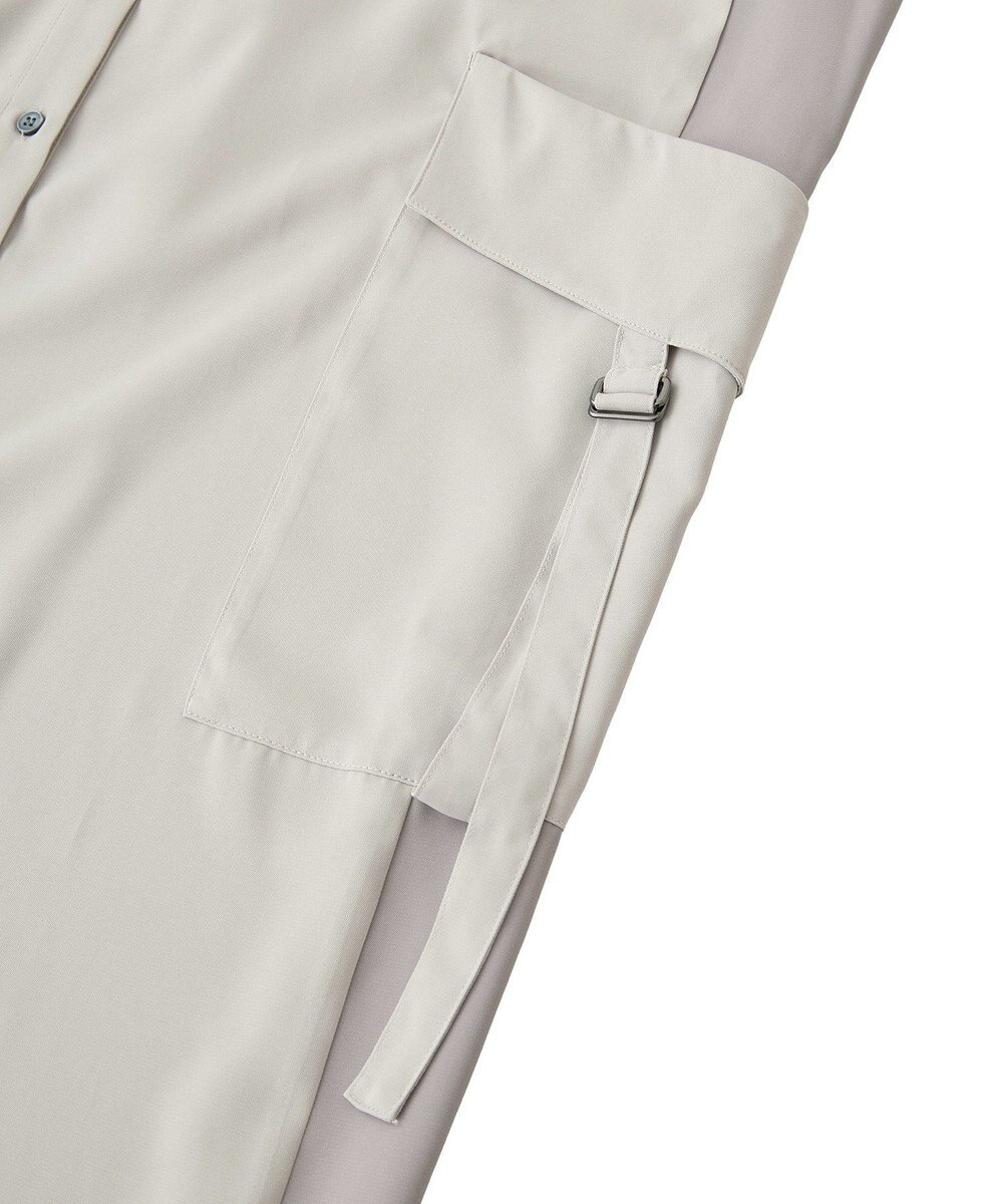 YECCA VECCA カーゴデザイン配色シャツワンピース 