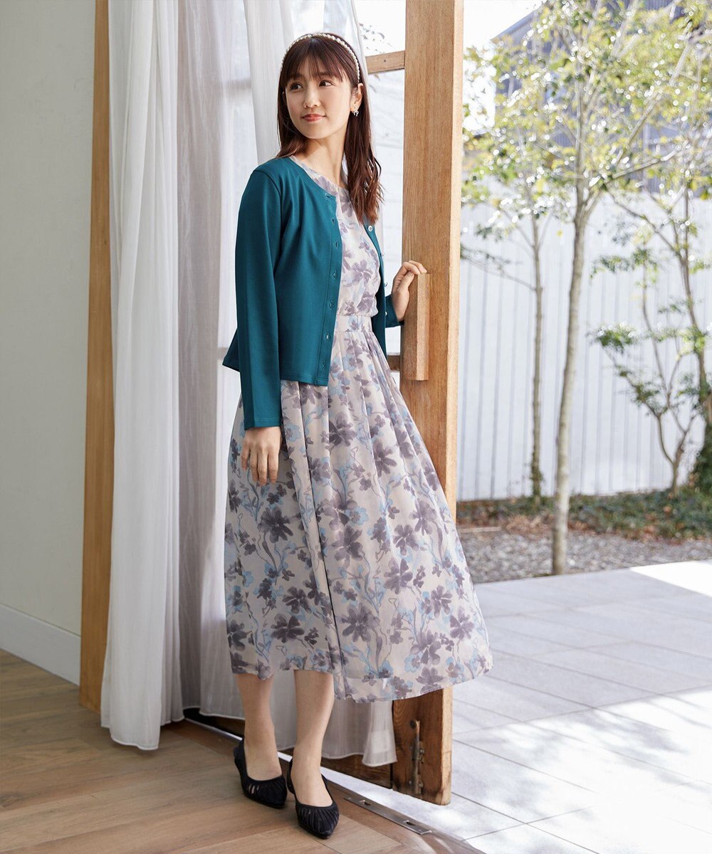 Tiaclasse 【小倉優子さん着用・洗える・接触冷感・汗ジミ防止】“サマさまカットソー”フレームボタンカーディガン 