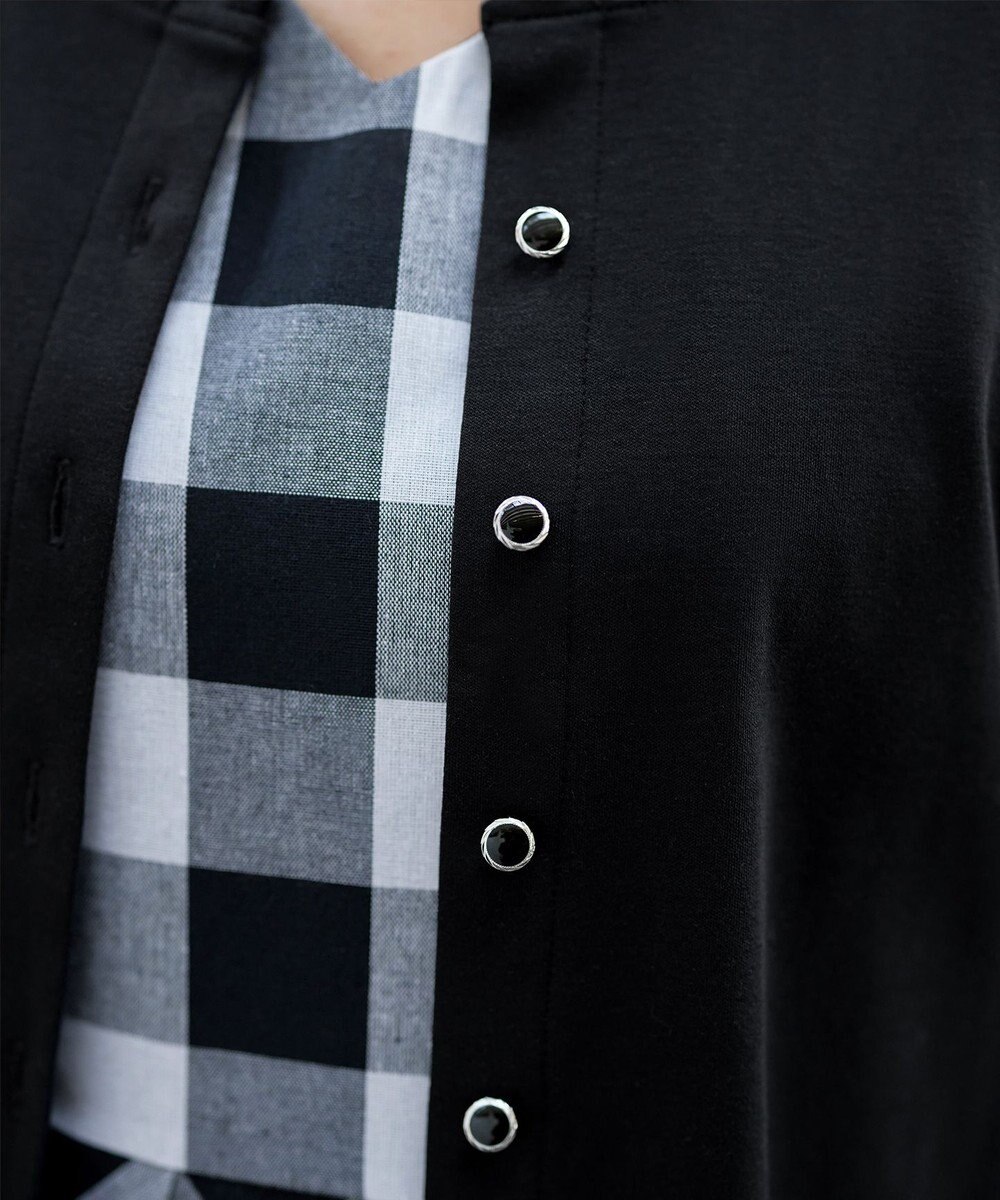 Tiaclasse 【小倉優子さん着用・洗える・接触冷感・汗ジミ防止】“サマさまカットソー”フレームボタンカーディガン 