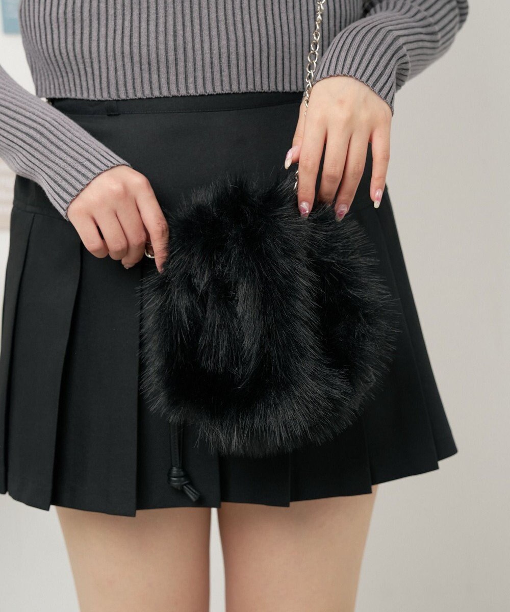 WEGO ファー巾着チェーンショルダー 