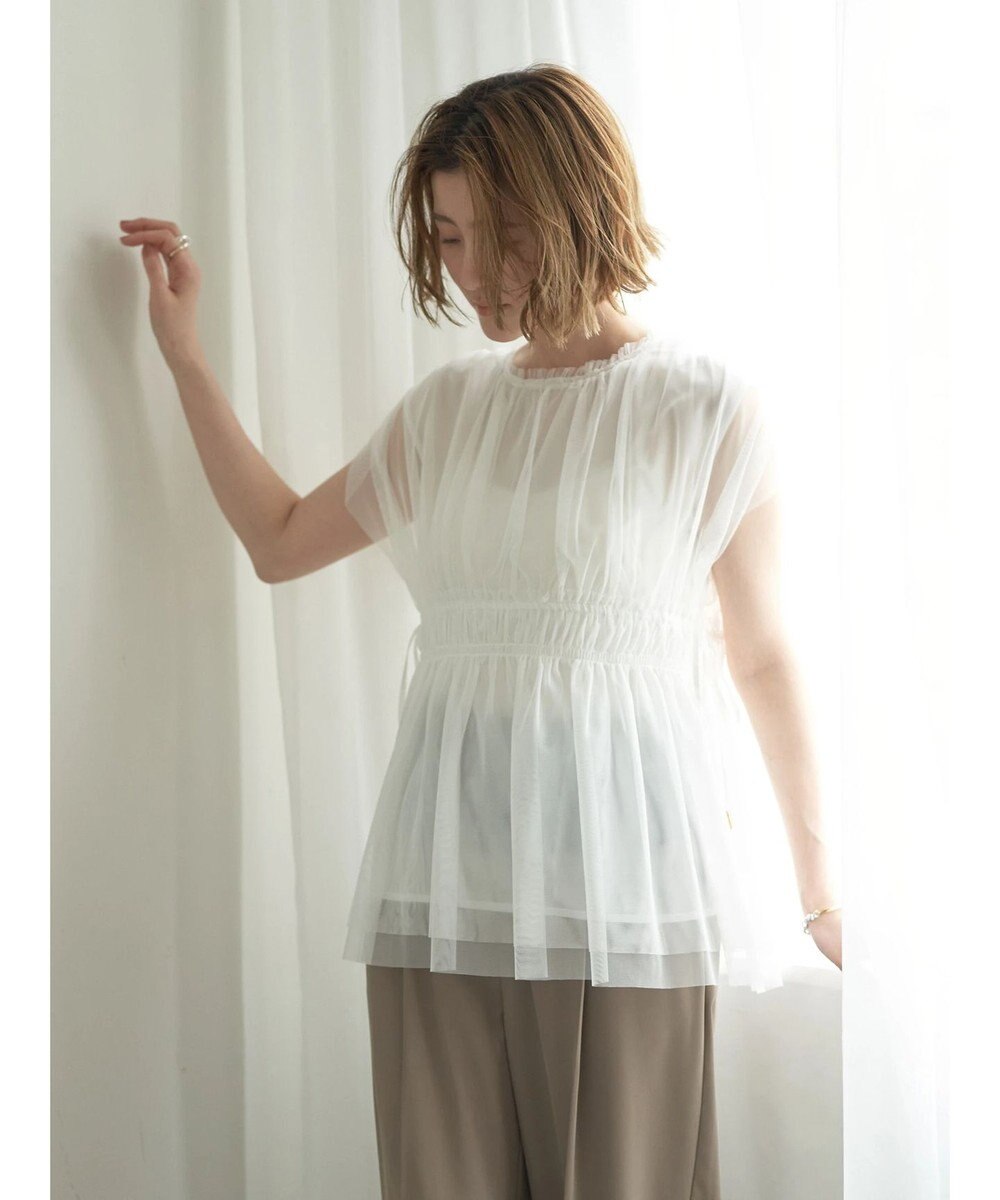 YECCA VECCA チュールギャザーブラウス 