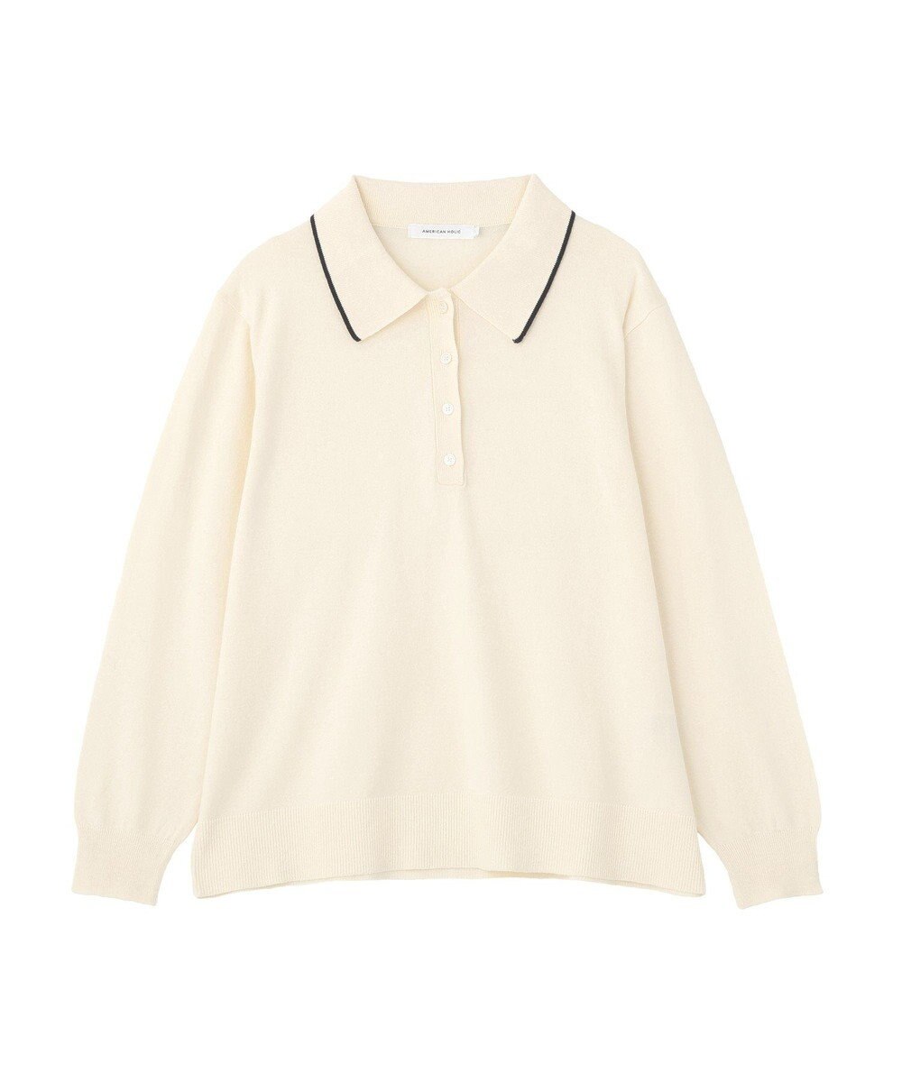 AMERICAN HOLIC 配色ラインニットポロ 