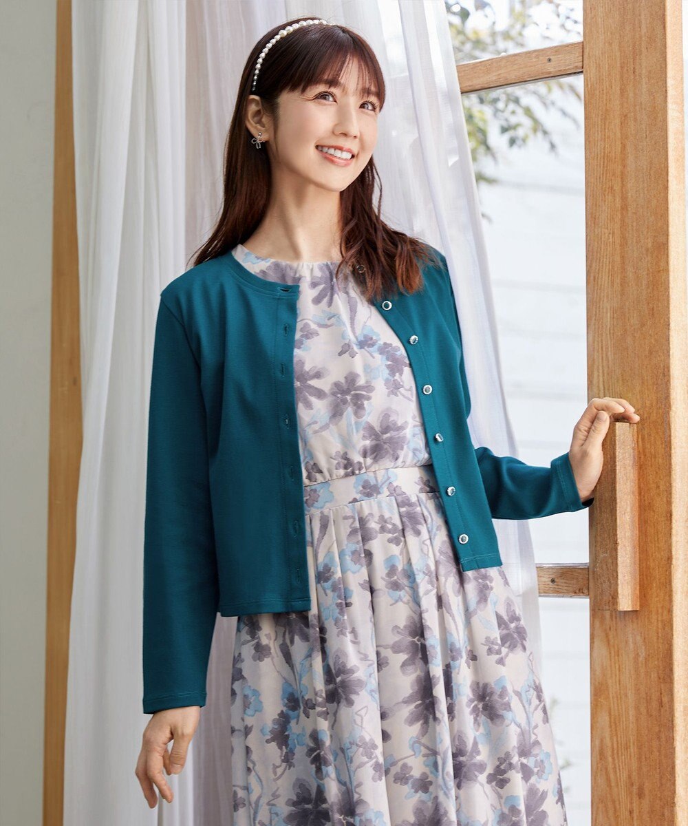 Tiaclasse 【小倉優子さん着用・洗える・接触冷感・汗ジミ防止】“サマさまカットソー”フレームボタンカーディガン 