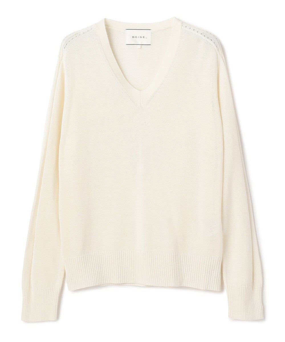 BEIGE， ARSENOPY / コットンドライタッチ Vネックニット 